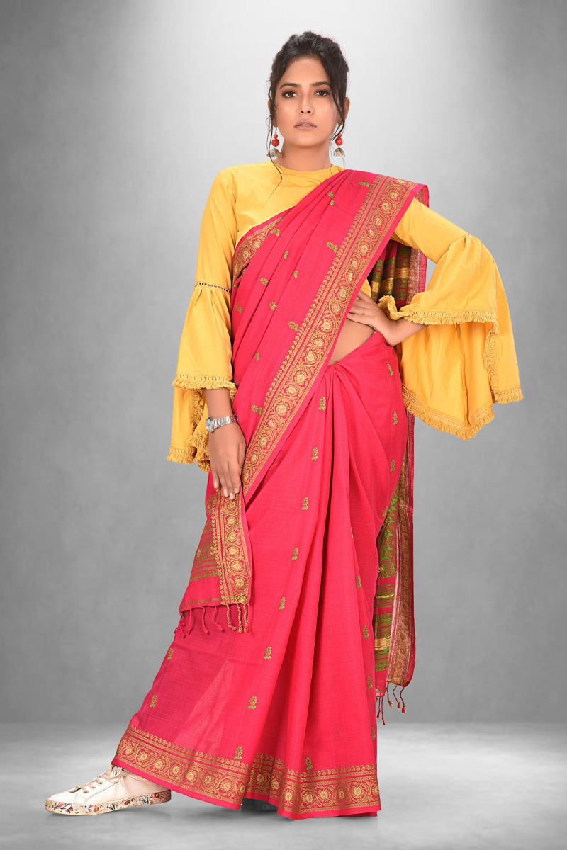 Mercerised Bright Pink Baluchari