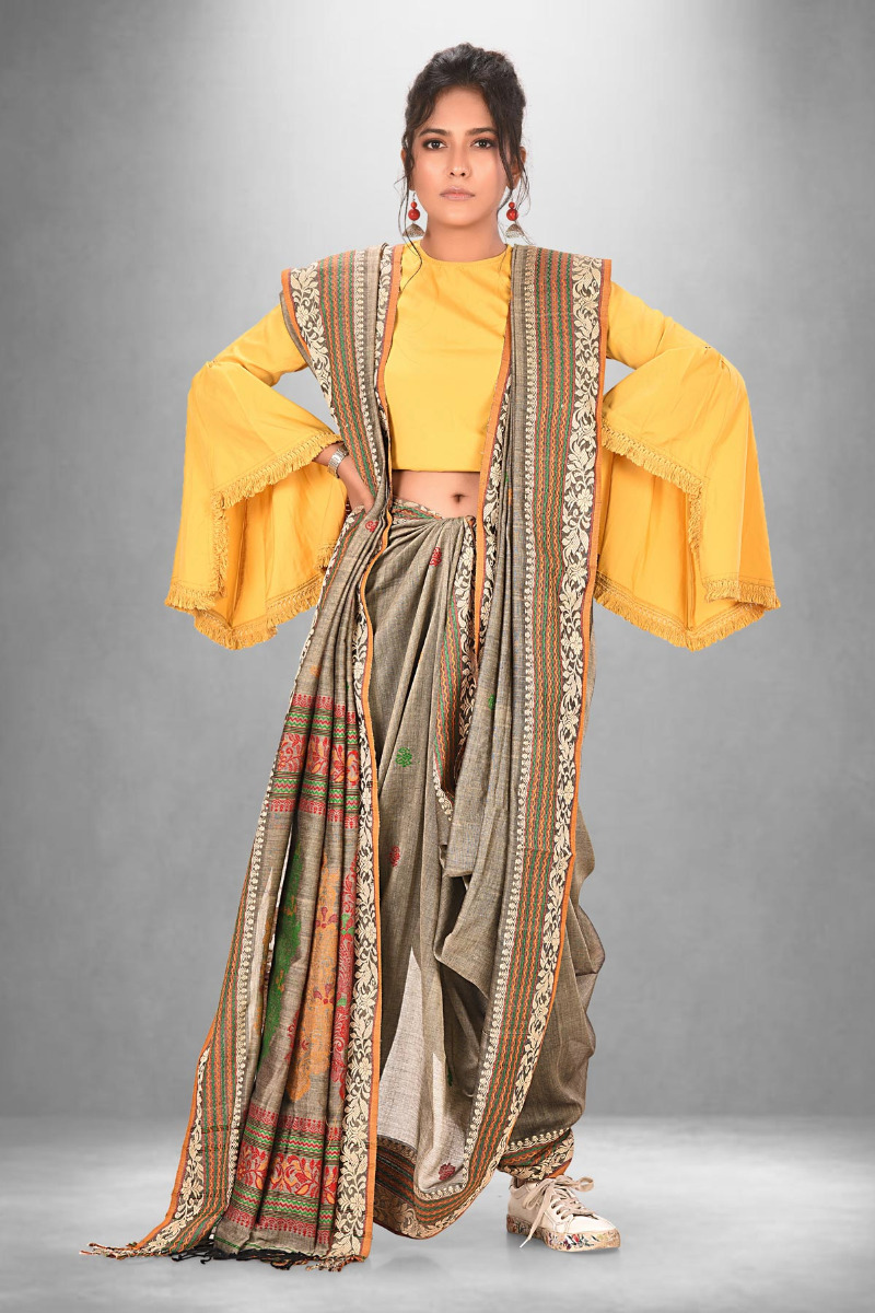 Mercerised Cotton saree with Multicoloured Motif