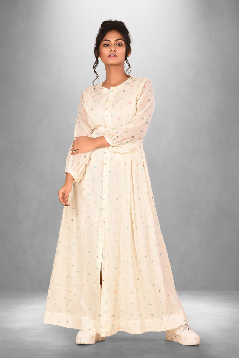 Mulmul Watercolour Spots Long Dress