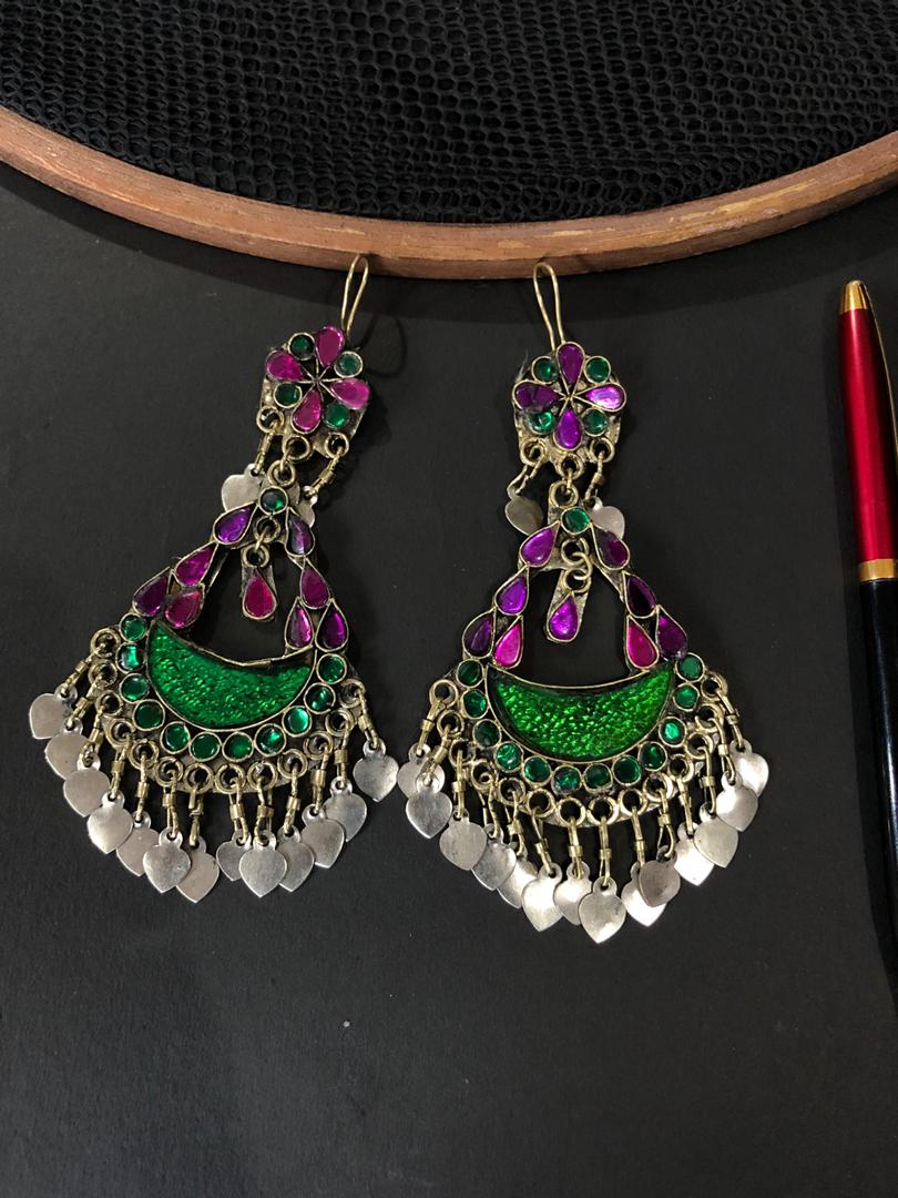 Multicoloured Glass work Afghani Earring
