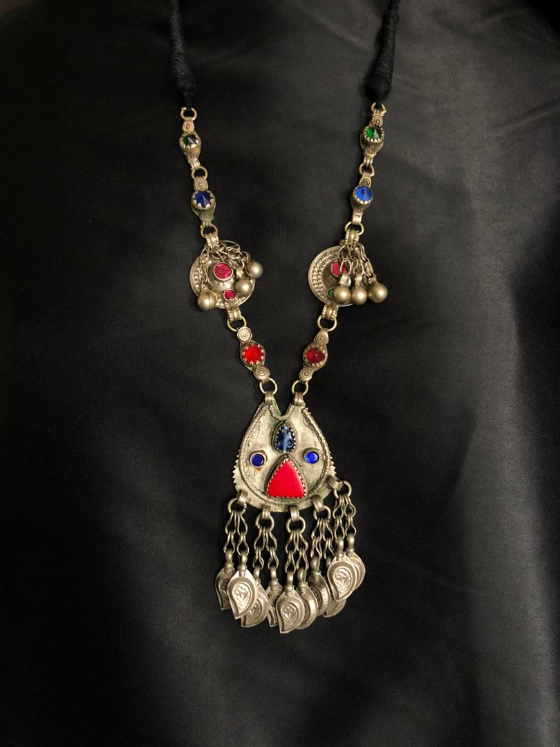 Naghma -Vintage Pendant with Gemstones and Coloured Glass