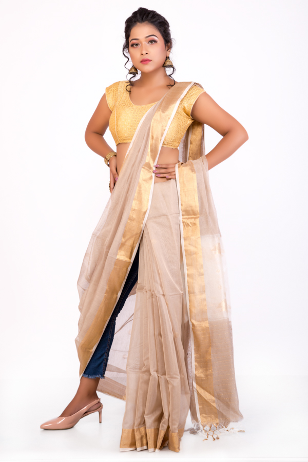 Off White Cotton Silk Handloom Saree