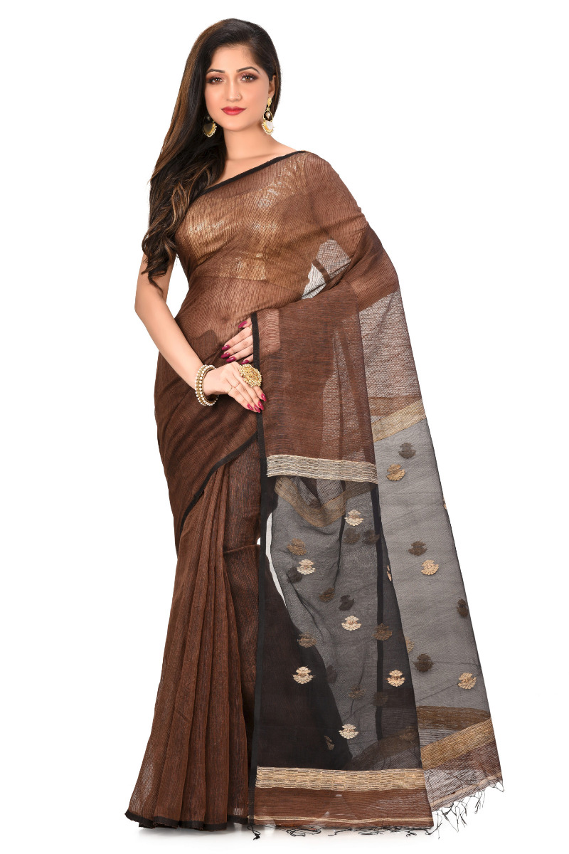 Pure Matka and Resham fusion Handloom saree with Jamdani buti