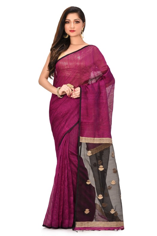 Pure Matka Handloom Saree With Jamdani Resham Pallu 2