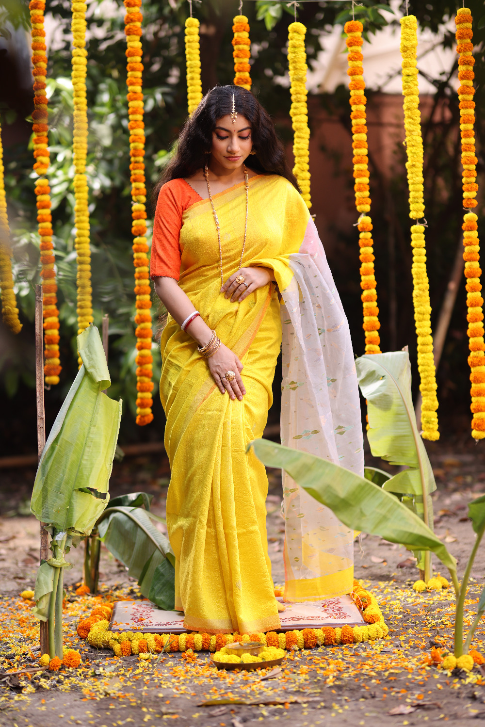 Pure Matka Silk Tissue Aanchal with Jamdani Work