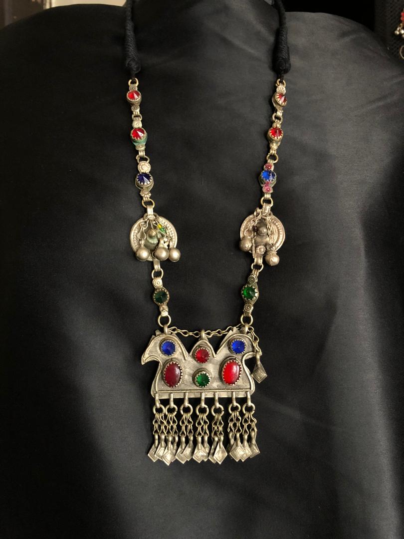 Zeeana -Vintage Pendant with Gemstones and Coloured Glass